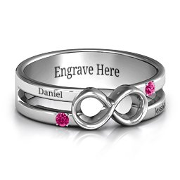 Men's Accented Infinity Ring in 925 Sterling Silver with Ruby
