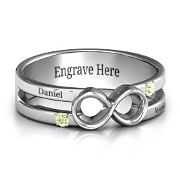 Men's Accented Infinity Ring in 925 Sterling Silver with Peridot