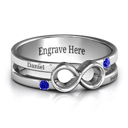 Men's Accented Infinity Ring in 925 Sterling Silver with Blue Sapphire
