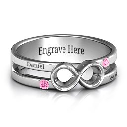 Men's Accented Infinity Ring in 925 Sterling Silver with Pink Tourmaline