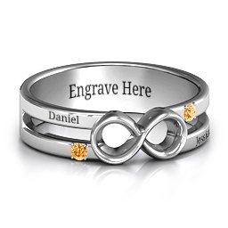 Men's Accented Infinity Ring in 925 Sterling Silver with Citrine