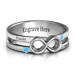 Men's Accented Infinity Ring in 925 Sterling Silver with Blue Topaz