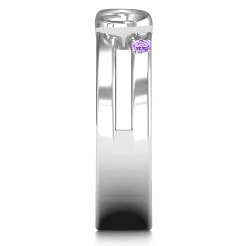 Men's Accented Infinity Ring – Sterling Silver with Amethyst