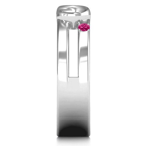 Men's Accented Infinity Ring – Sterling Silver with Ruby