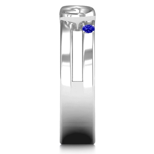 Men's Accented Infinity Ring – Sterling Silver with Blue Sapphire