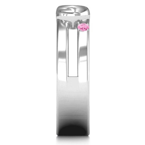 Men's Accented Infinity Ring – Sterling Silver with Pink Tourmaline