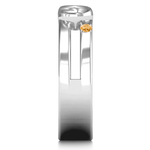 Men's Accented Infinity Ring – Sterling Silver with Citrine