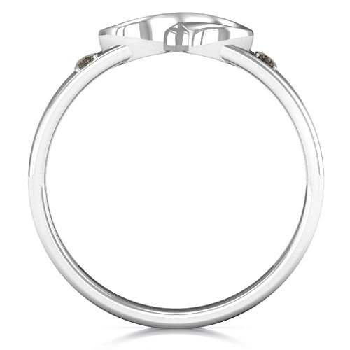 Men's Accented Infinity Ring – Sterling Silver with Smokey Quartz