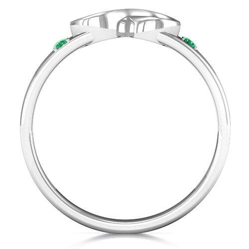 Men's Accented Infinity Ring – Sterling Silver with Emerald