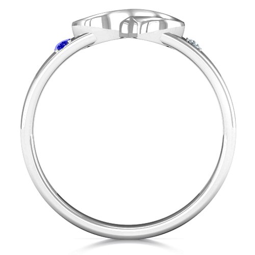 Men's Accented Infinity Ring – Sterling Silver with Blue Sapphire and Cubic Zirconia