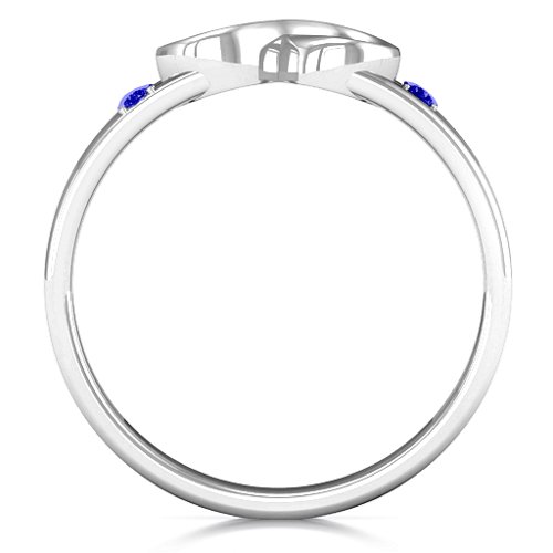 Men's Accented Infinity Ring – Sterling Silver with Blue Sapphire