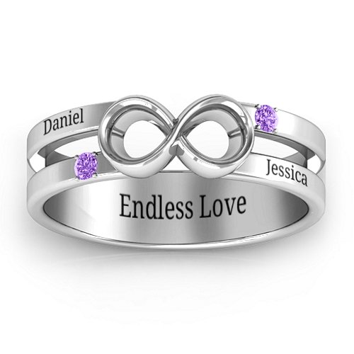 Men's Accented Infinity Ring – Sterling Silver with Amethyst