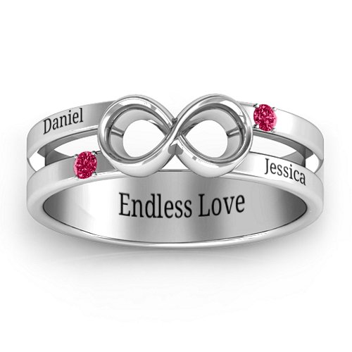 Men's Accented Infinity Ring – Sterling Silver with Ruby