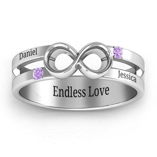 Men's Accented Infinity Ring – Sterling Silver with Amethyst