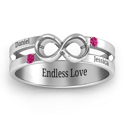 Men's Accented Infinity Ring – Sterling Silver with Ruby