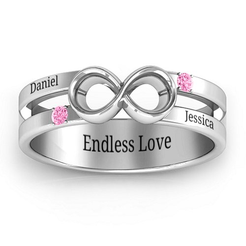 Men's Accented Infinity Ring – Sterling Silver with Pink Tourmaline
