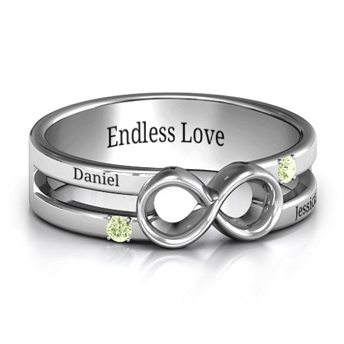 Men's Accented Infinity Ring – Sterling Silver with Peridot