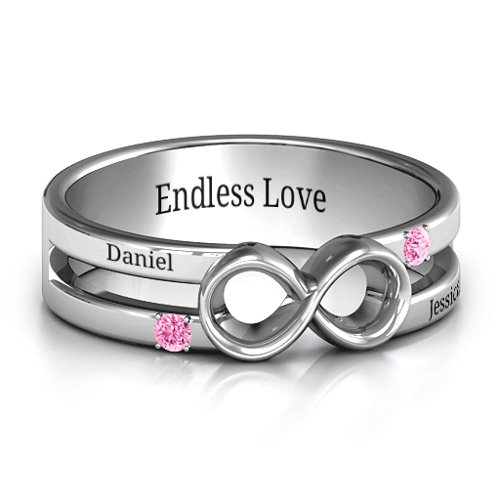 Men's Accented Infinity Ring – Sterling Silver with Pink Tourmaline