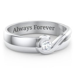 Men's Half Heart Ring with Birthstone