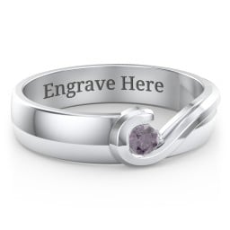 Men's Half Heart Ring with Birthstone