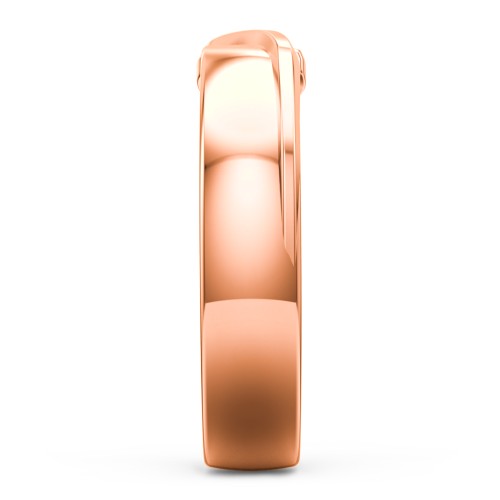 Men's Half Heart Ring with Birthstone – 10K Rose Gold with Smokey Quartz