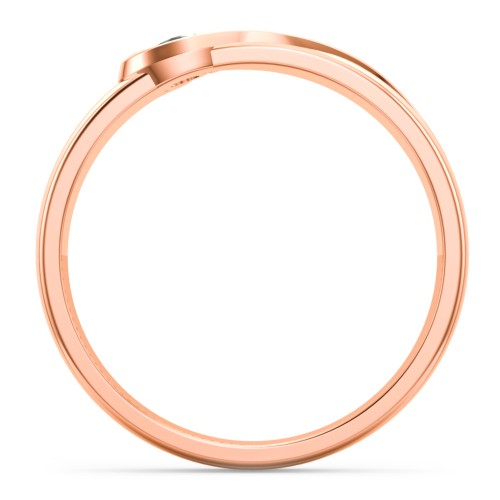 Men's Half Heart Ring with Birthstone – 10K Rose Gold with Smokey Quartz