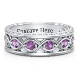 Men’s 5-Stone Infinity Ring in 925 Sterling Silver with Amethyst