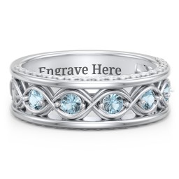 Men’s 5-Stone Infinity Ring in 925 Sterling Silver with Blue Topaz