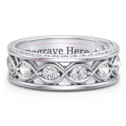 Men’s 5-Stone Infinity Ring in 925 Sterling Silver with Cubic Zirconia