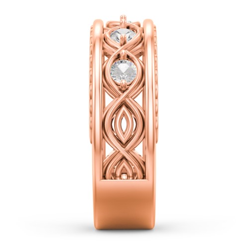 Men’s 5-Stone Infinity Ring – 10K Rose Gold with Cubic Zirconia