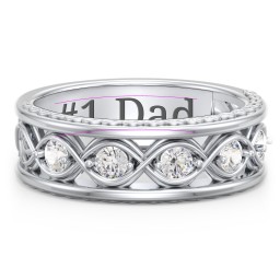Men’s 5-Stone Infinity Ring in 925 Sterling Silver