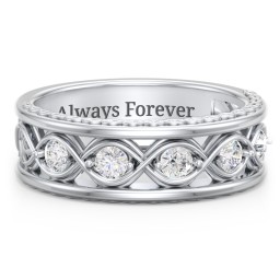 Men’s 5-Stone Infinity Ring in 925 Sterling Silver with Diamond