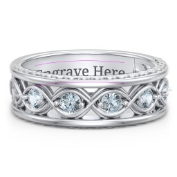 Men’s 5-Stone Infinity Ring in 925 Sterling Silver with Aquamarine