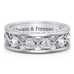 Men’s 5-Stone Infinity Ring in 925 Sterling Silver with Cubic Zirconia