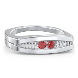 Men’s Squared Ring with Gemstones in 925 Sterling Silver