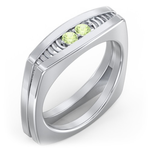 Men’s Squared Ring with Gemstones