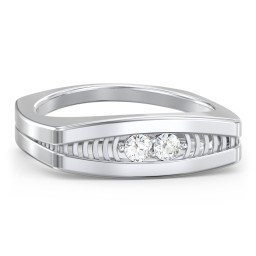Men’s Squared Ring with Gemstones in 925 Sterling Silver with Cubic Zirconia