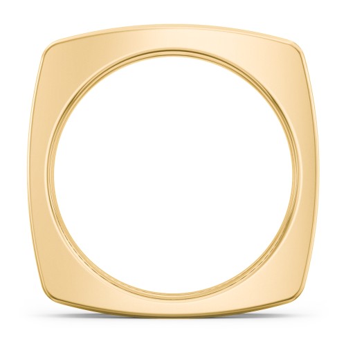 Men’s Squared Ring with Gemstones – 10K Yellow Gold with Cubic Zirconia and Garnet