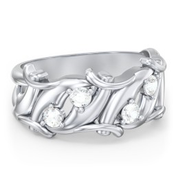 Men’s 4-Stone Organic Leaf Ring