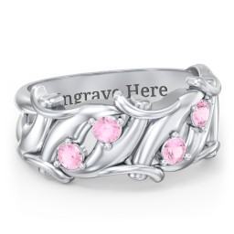 Men’s 4-Stone Organic Leaf Ring