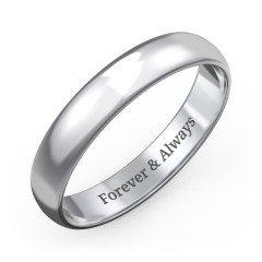 Men's Classic Half Round Wedding Band - 4mm Width – Sterling Silver