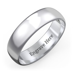 Men's Classic Half Round Wedding Band - 6mm Width in 925 Sterling Silver