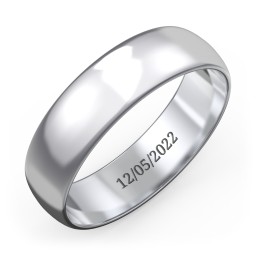 Men's Classic Half Round Wedding Band - 6mm Width in 925 Sterling Silver