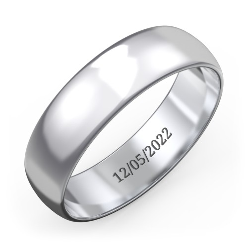 Men's Classic Half Round Wedding Band - 6mm Width – Sterling Silver