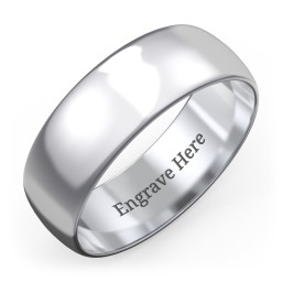 Men's Classic Half Round Wedding Band - 7mm Width in 925 Sterling Silver