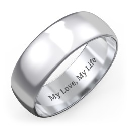 Men's Classic Half Round Wedding Band - 7mm Width in 925 Sterling Silver