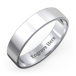 Men's Classic Flat Wedding Band - 5mm Width in 925 Sterling Silver