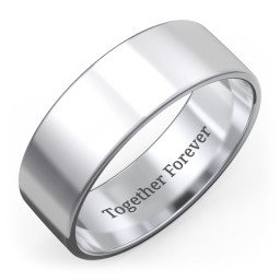 Men's Classic Flat Wedding Band - 7mm Width in 925 Sterling Silver
