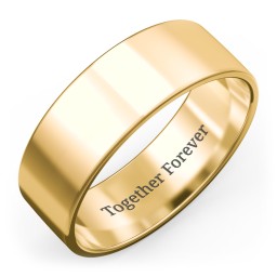 Men's Classic Flat Wedding Band - 7mm Width in 10K Solid Yellow Gold