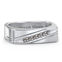 Men’s Flat Top Family Ring with Gemstones